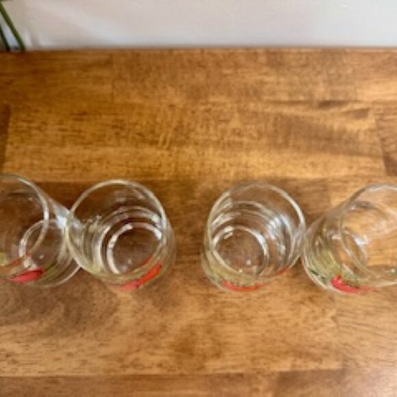 Vintage Dominion Glass Tomato Juice Tumblers Set of 4 Red Tomato Print Retro Dri - Picture 4 of 5